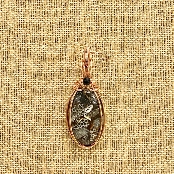 HANDMADE Black Fossil Copper and Pure Copper Statement Pendant, Artisan Jewelry - Picture 7 of 10